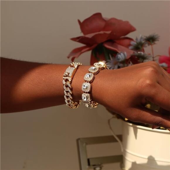 4PCS Gold Bracelets for Women Silver Clustered Tennis Bracelet for Women Heart - Picture 5 of 7